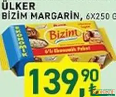 ÜLKER BİZİM MARGARİN 6X250 GR 6'LI fiyat ve kampanya bilgisi